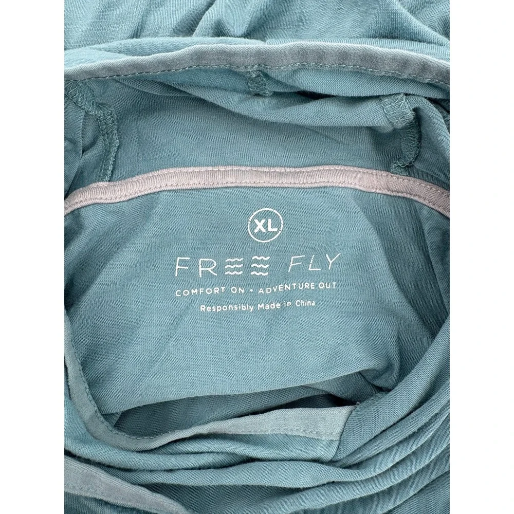 Free Fly Hoodie Mens XL Blue Green Pullover Bamboo Blend Lightweight Performance - Picture 6 of 7